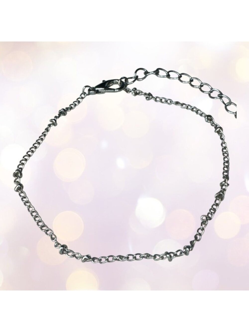 Dainty Silver-Tone Adjustable Chain Bracelet With Lobster Clasp Closure 7"-8" Le